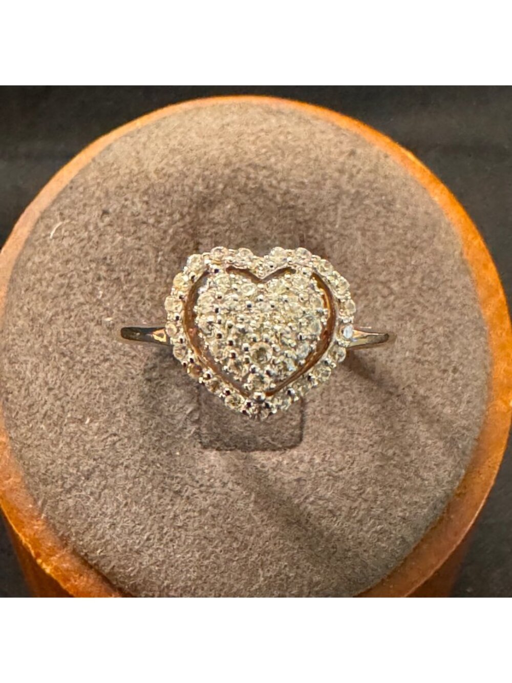 Gold Over Sterling Silver 925 Cubic Zirconia Heart Shape Band Ring Size 6